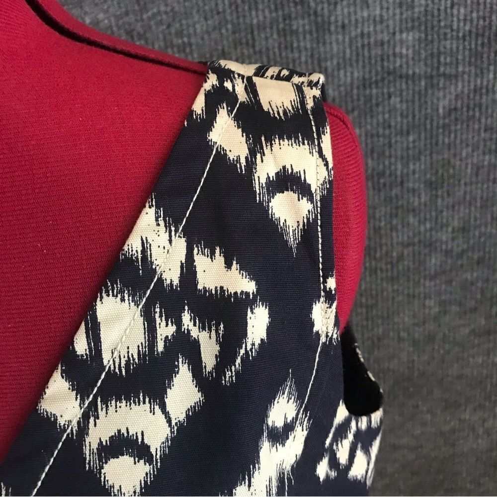 Talbots Dress Women’s Size 8 Navy Blue & Beige Cotton Sleeveless Sheath - Picture 7 of 9